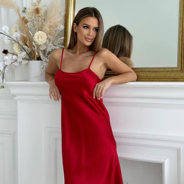 Premium Silk Satin Strappy Nightdress Slips - Image 4