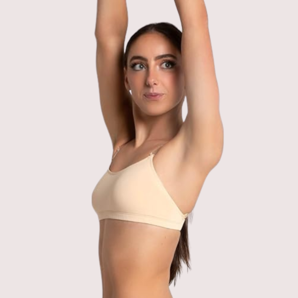 Sexy Tube Bandeau Bra with Transparent Straps in Nude - Image 3