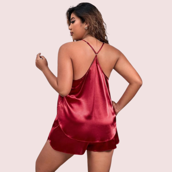 Plus Size Women's Silk Cami and Shorts Set - Image 6