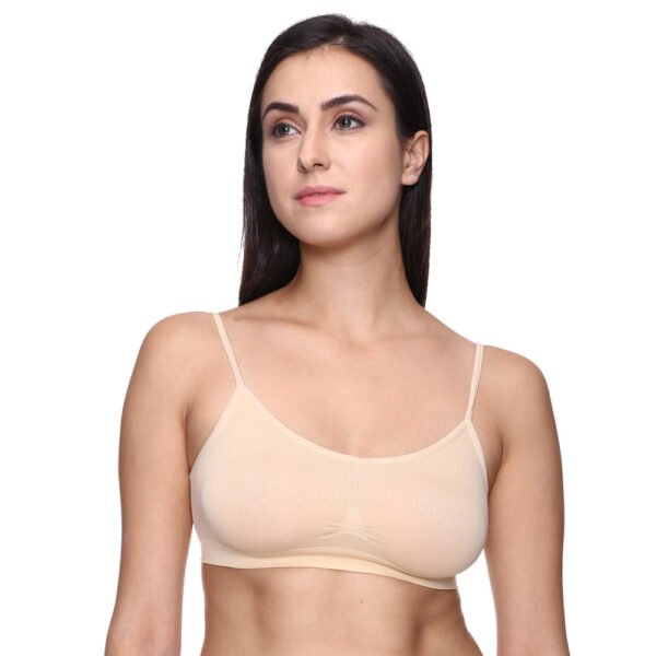 "Comfort" Beige Thin Straps Sports Bra - Image 2