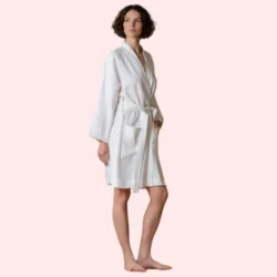 Elegant Natural Genova Linen Bath Robe - Image 3