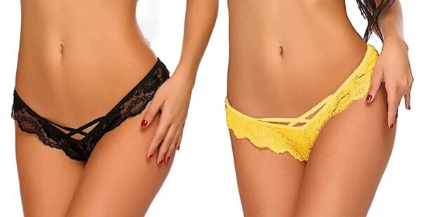 (Pack of 2) Ladies' Lace Thong Panties Set - Image 2