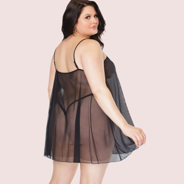 Plus Size Sheer Black Chemise - Image 3