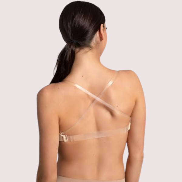 Sexy Tube Bandeau Bra with Transparent Straps in Nude - Image 5