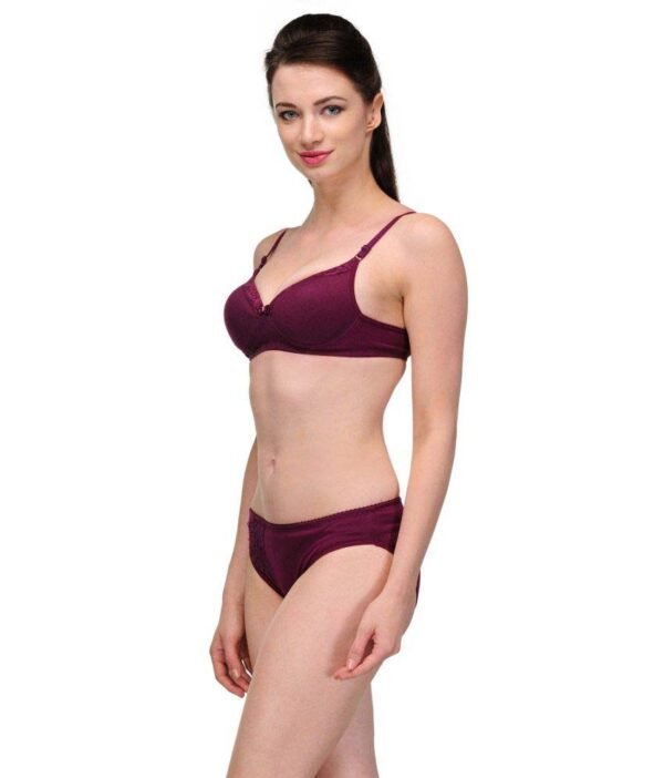 "Pure" Cotton Purple Bra Panty Set - Image 2