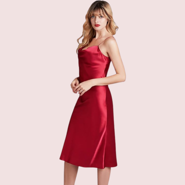 Elegant Cowl Neck Silk Nightgown for Comfort - Image 3