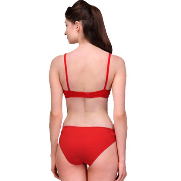 Comfy Red Cotton Everyday Bra Panty Set - Image 2