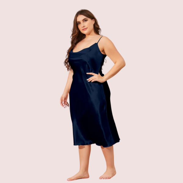 4XL 5XL Plus Size Satin Cowl Neck Dress - Image 5