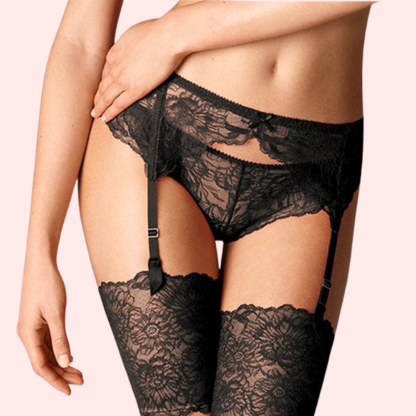 Seductive & Sultry Black Lace Garter Belt - Image 3