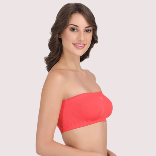 Sexy Coral Red Tube Bandeau Bra Top for Her - Image 3