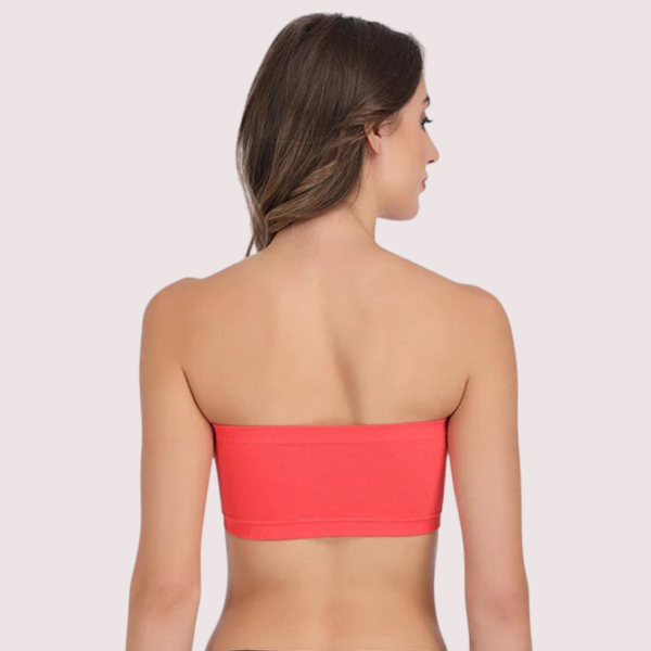 Sexy Coral Red Tube Bandeau Bra Top for Her - Image 4