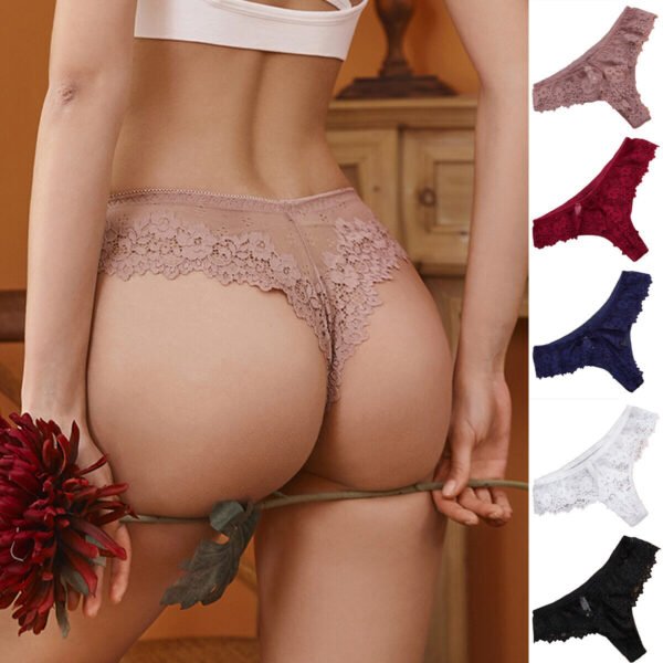 Pack (of 3) Women Floral Lace Thong Underwear - Image 2