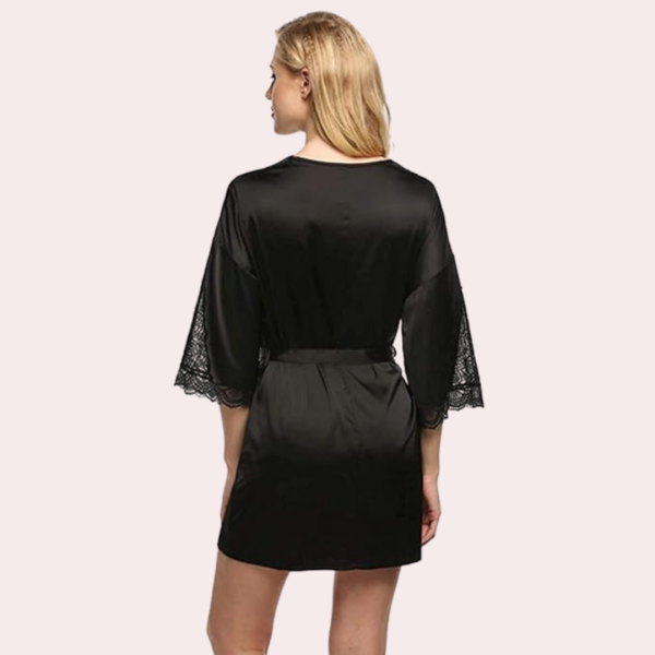 Sexy Black Silk Robe for Women, Perfect for Hot Nights - Image 4