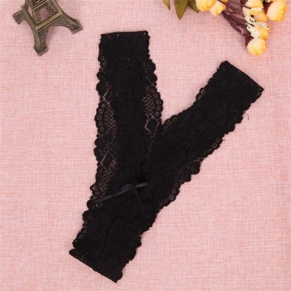 Ladies Lace V-string Thong Straps black panties - Image 4