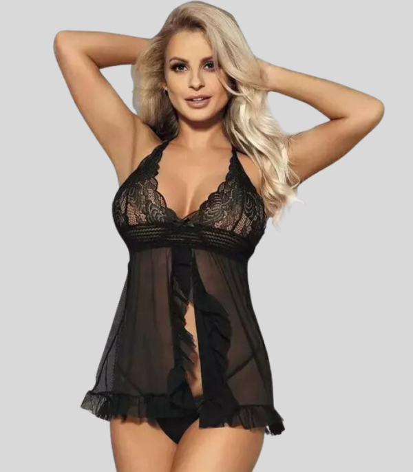 Seductive Lace Babydoll Mini Nightwear Dress - Image 2