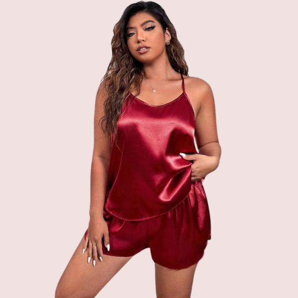 Plus Size Women's Silk Cami and Shorts Set - Image 2