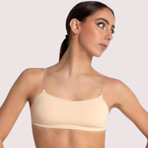 Sexy Tube Bandeau Bra with Transparent Straps in Nude - Image 2