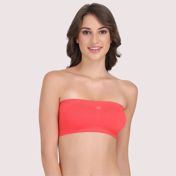 Sexy Coral Red Tube Bandeau Bra Top for Her - Image 2